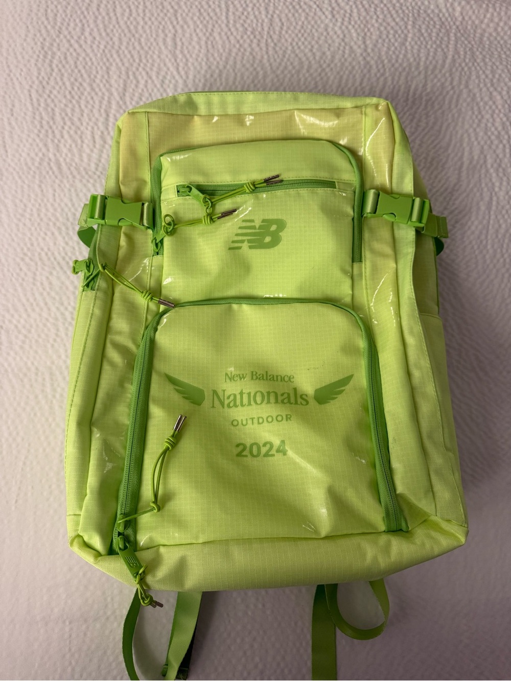 New Balance Nationals Outdoor 2024 Backpack Lime Green Athletic Bag